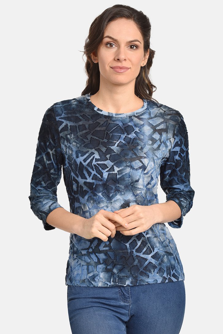 Fijn blauw T-shirt met geometrische print van Bicalla voor Dames