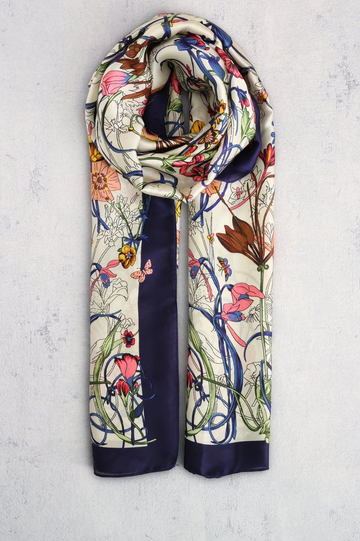 Fijn ecru sjaaltje met bloemenprint van Liberty Island voor Dames
