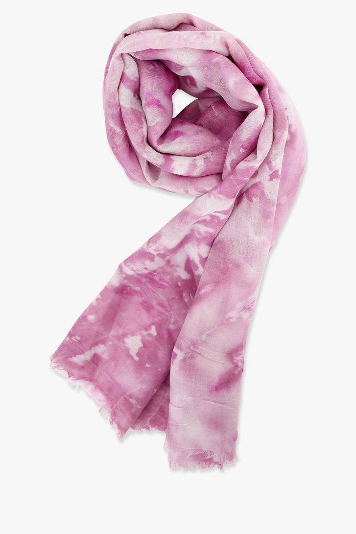 Fijn ecru sjaaltje met paarse tie-dye print van Liberty Island voor Dames