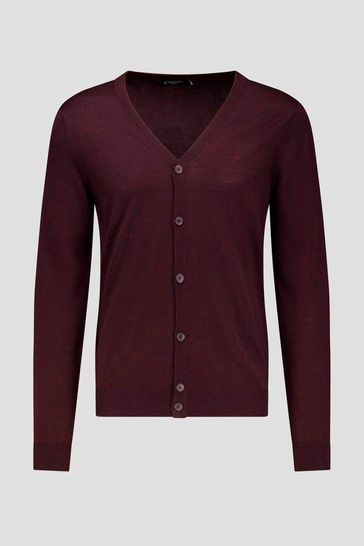 Productfoto 1 van Fijn gebreide bordeaux cardigan door Dansaert Black voor Heren