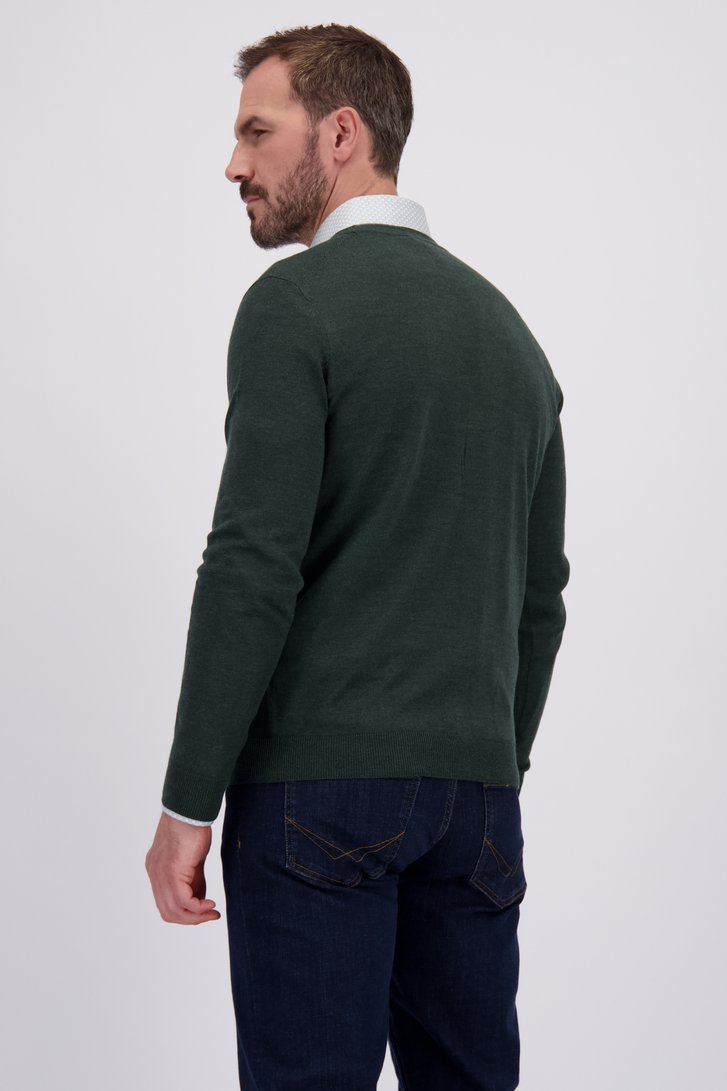 Achterkant van Fijn gebreide groene cardigan door Dansaert Black voor Heren