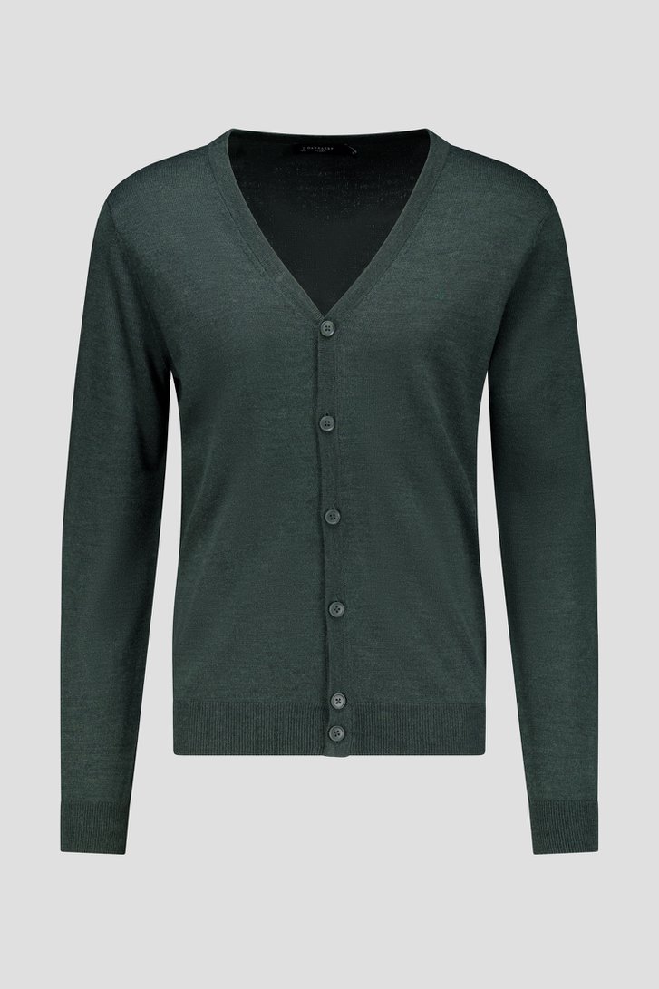 Productfoto 1 van Fijn gebreide groene cardigan door Dansaert Black voor Heren