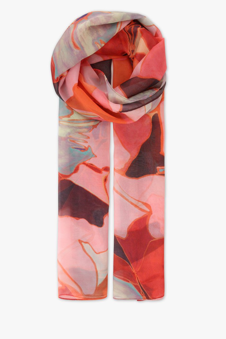 Fijn sjaaltje met rood-roze print van Claude Arielle voor Dames
