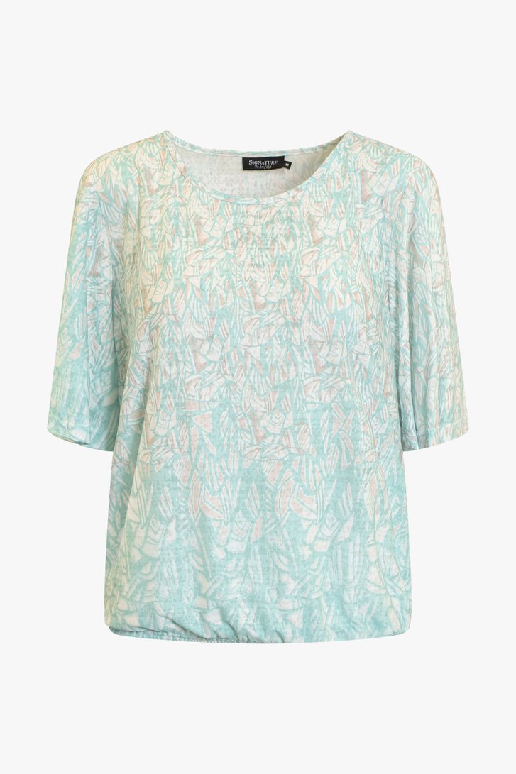 Fijn turquoise T-shirt met print van Signature voor Dames