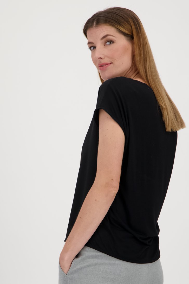 Fijn zwart T-shirt met gouden print van Opus voor Dames