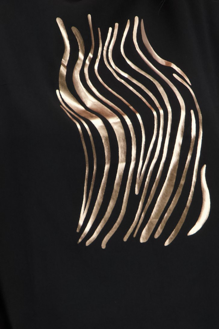 Fijn zwart T-shirt met gouden print van Opus voor Dames