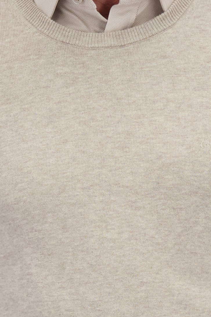 Detail van Fijne beige trui met ronde hals door Dansaert Blue voor Heren