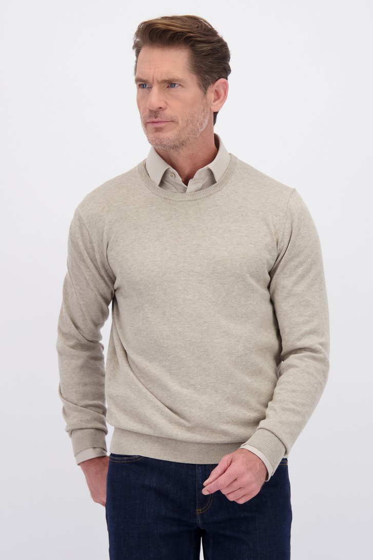 Voorkant van Fijne beige trui met ronde hals door Dansaert Blue voor Heren