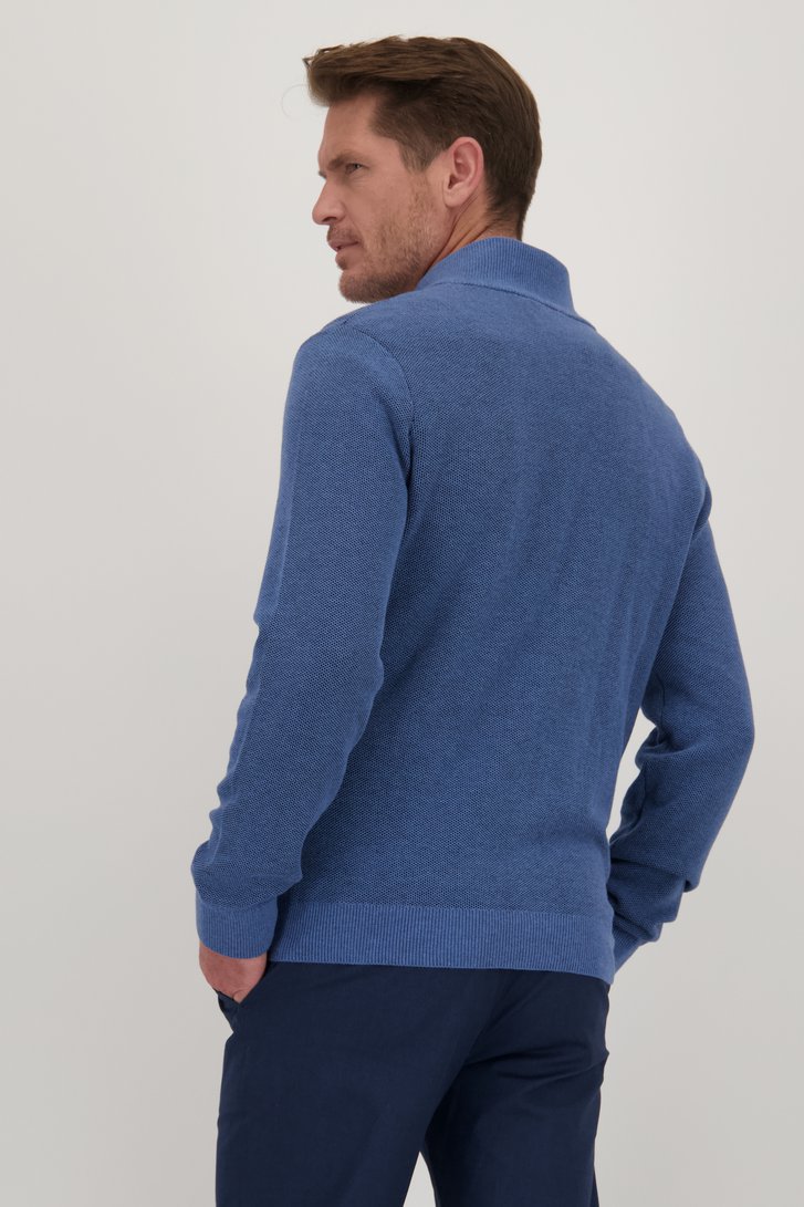 Fijne blauwe cardigan met rits van Dansaert Blue voor Heren