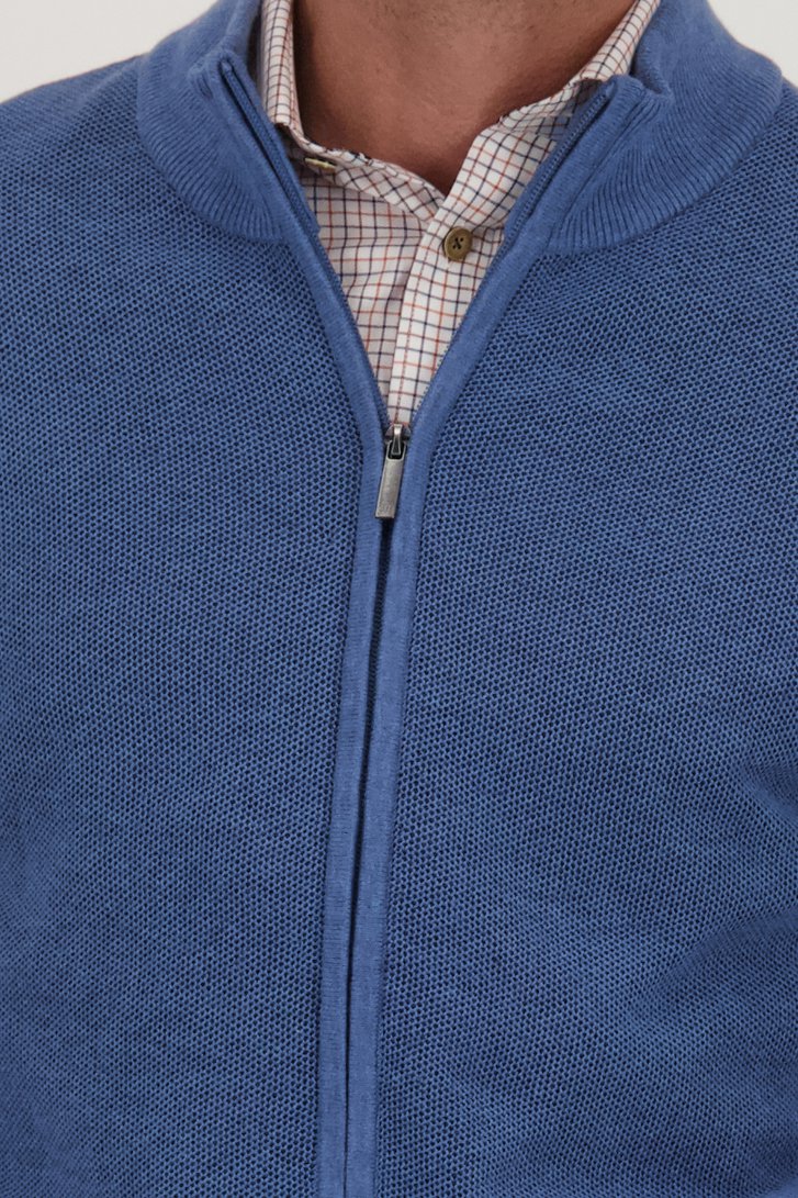 Fijne blauwe cardigan met rits van Dansaert Blue voor Heren