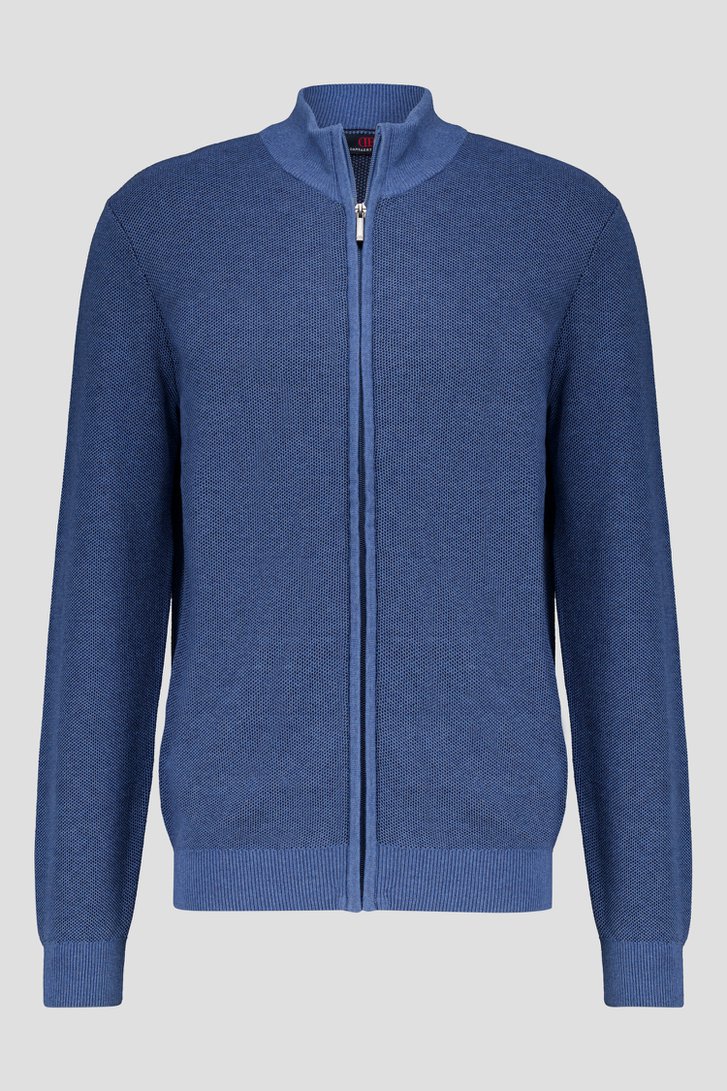 Fijne blauwe cardigan met rits van Dansaert Blue voor Heren