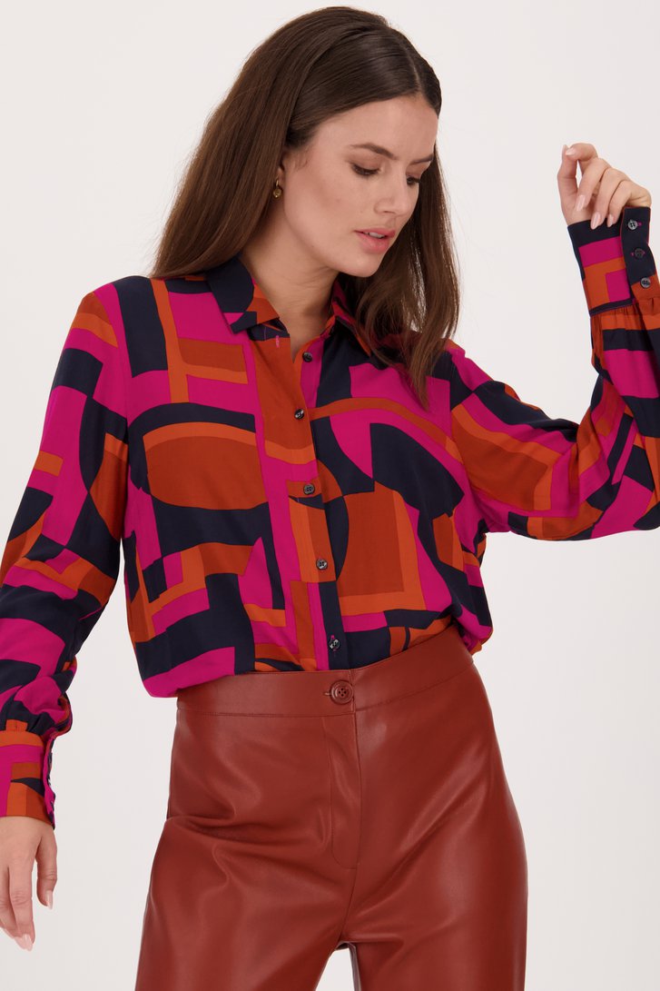 Fijne blouse met grafische print van D'Auvry voor Dames