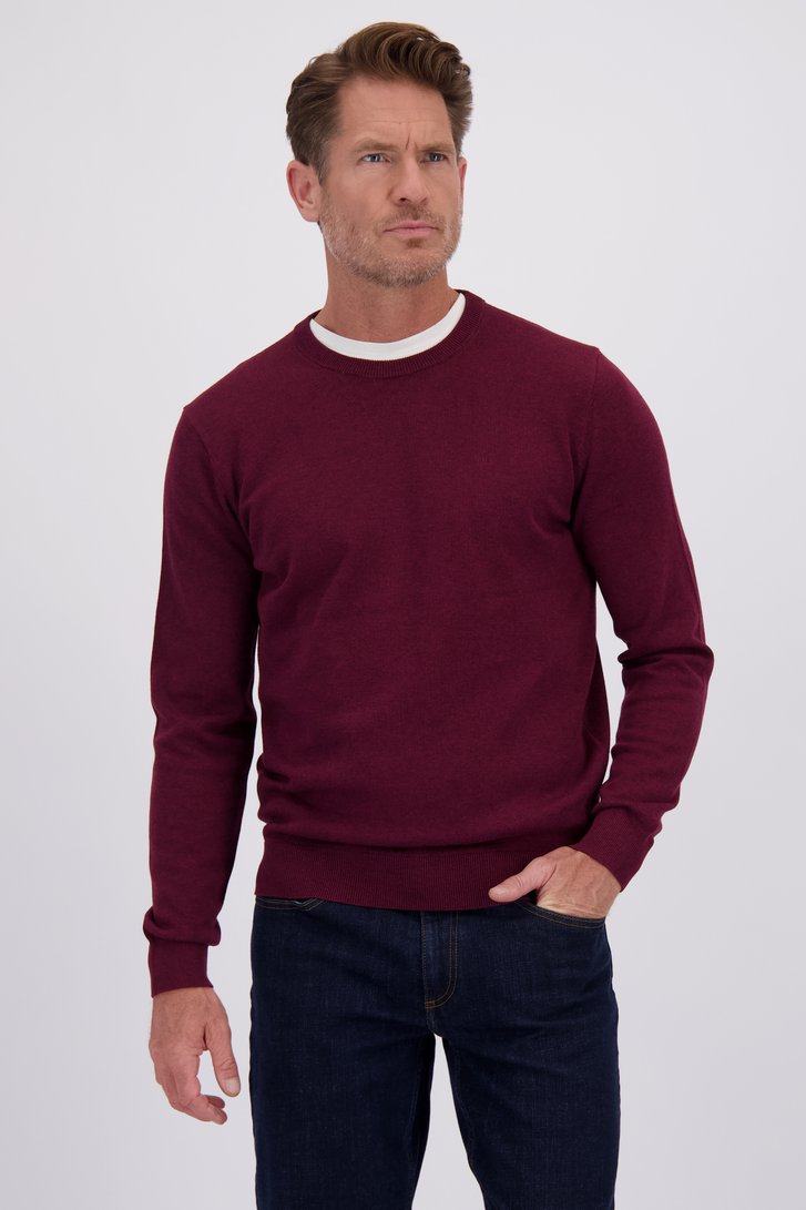 Voorkant van Fijne bordeaux trui met ronde hals door Dansaert Blue voor Heren