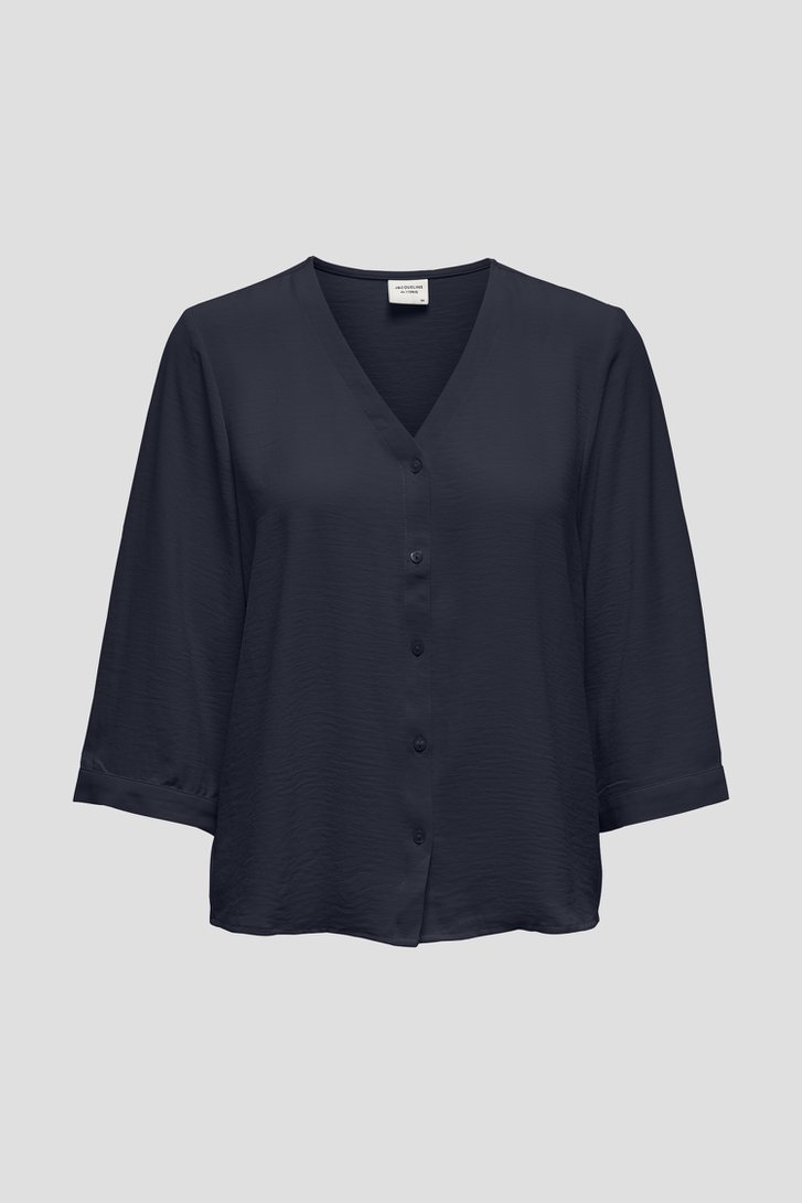 Fijne donkerblauwe blouse met V-hals van JDY voor Dames
