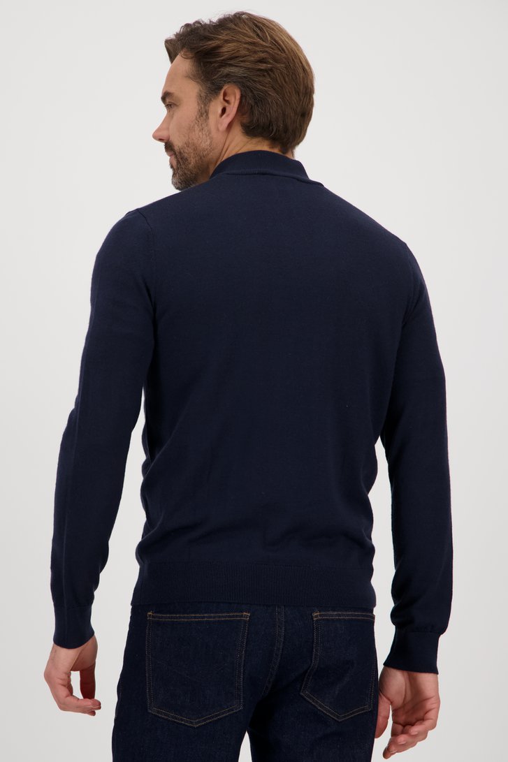 Fijne donkerblauwe trui met korte rits van Dansaert Black voor Heren
