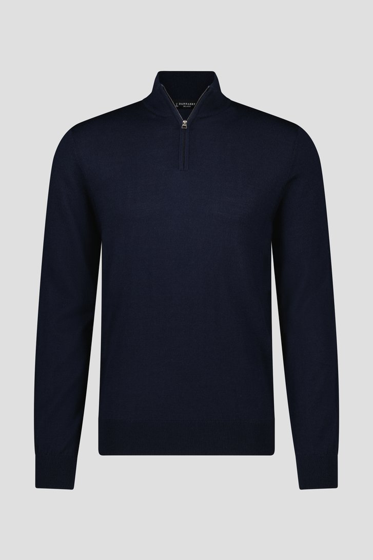Fijne donkerblauwe trui met korte rits van Dansaert Black voor Heren