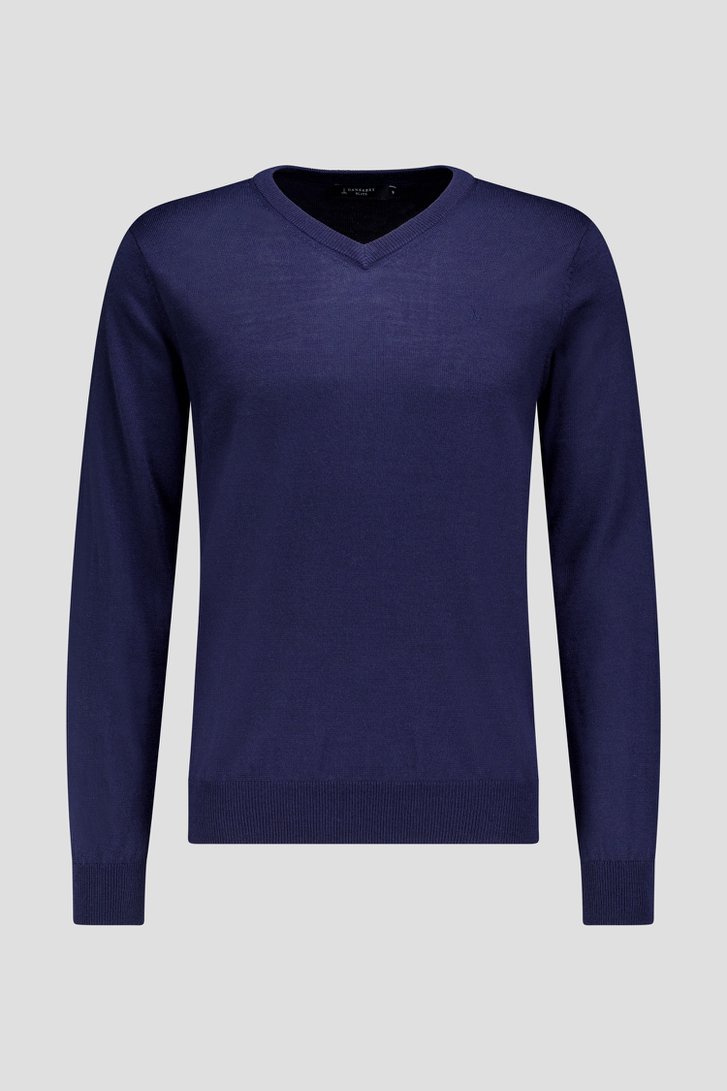 Productfoto 1 van Fijne donkerblauwe trui met V-hals door Dansaert Black voor Heren