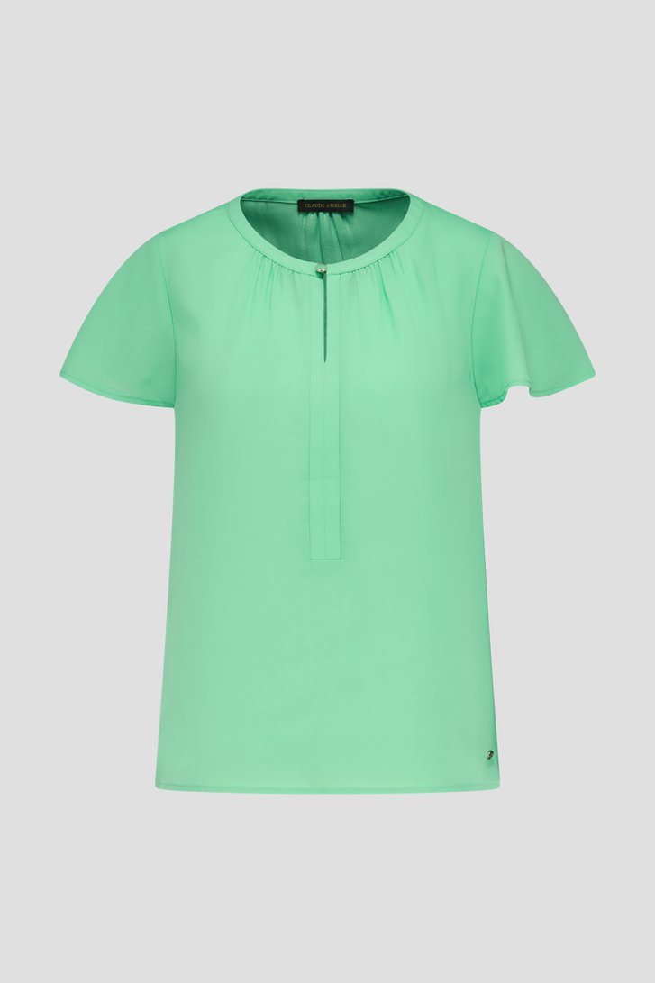 Fijne groene blouse met korte mouwen van Claude Arielle voor Dames