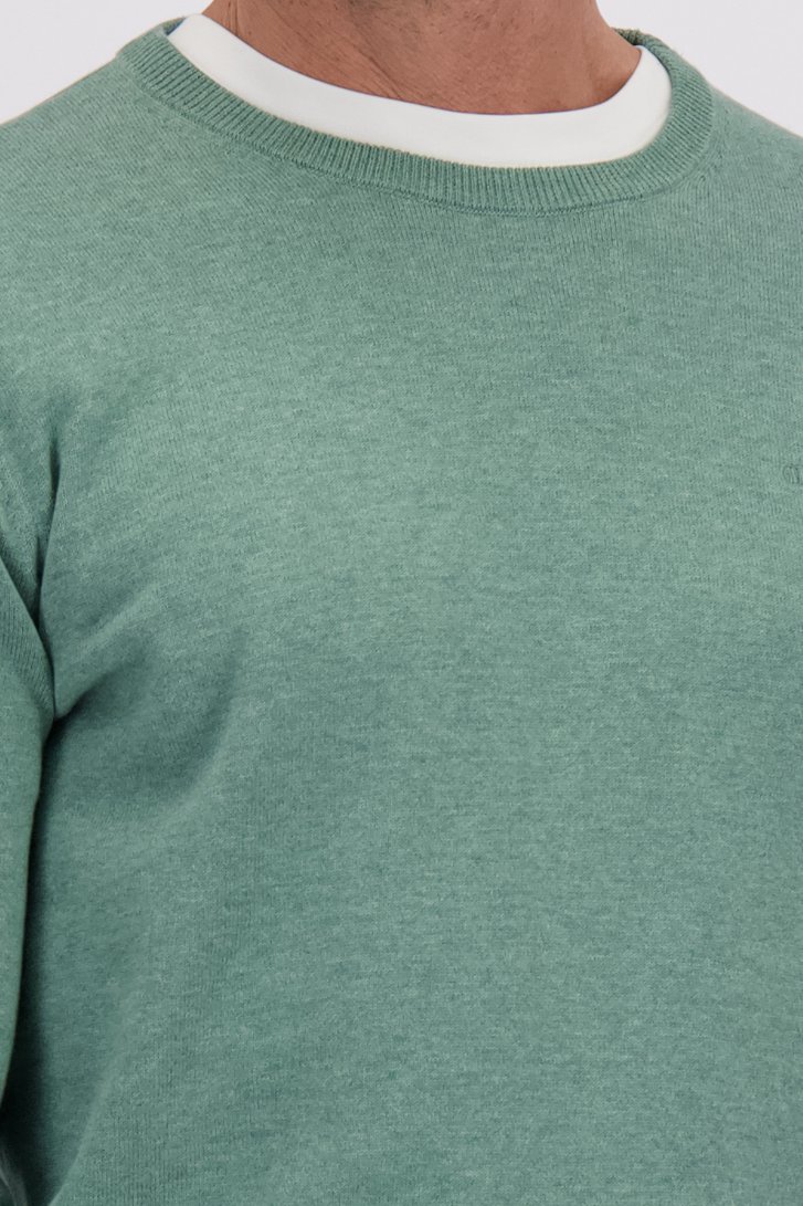 Detail van Fijne groene trui met ronde hals door Dansaert Blue voor Heren