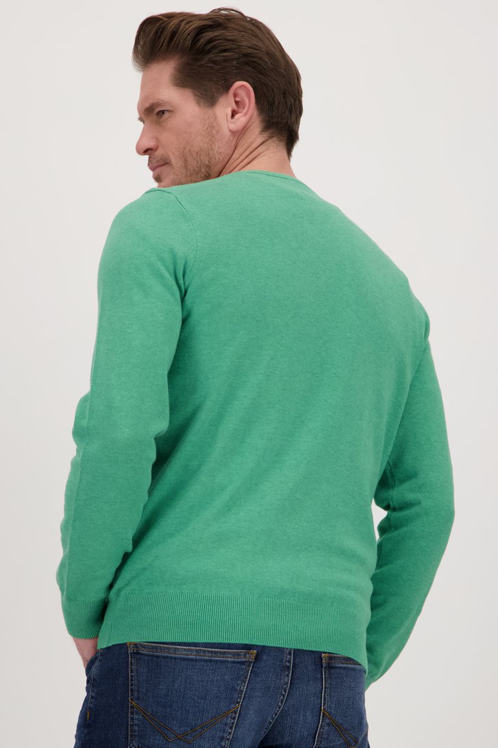 Fijne groene trui met V-hals van Dansaert Blue voor Heren