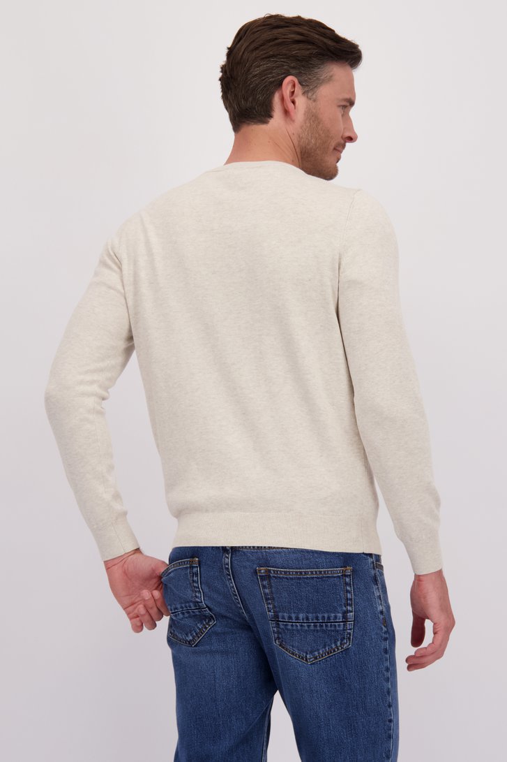 Achterkant van Fijne lichtbeige trui met ronde hals door Dansaert Blue voor Heren
