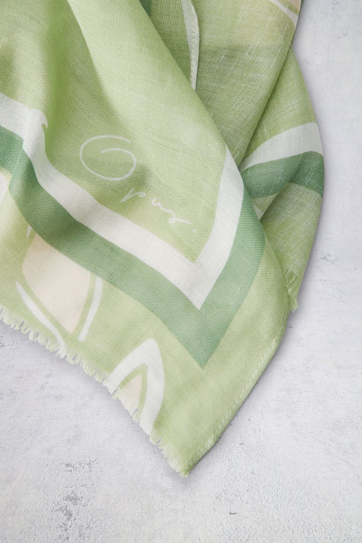 Fijne lichtgroene sjaal met bloemenprint van Opus voor Dames