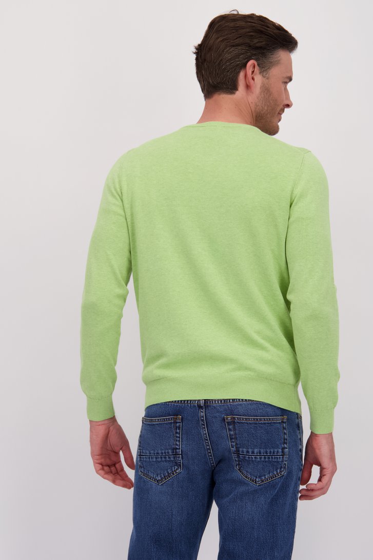 Achterkant van Fijne lichtgroene trui met V-hals door Dansaert Blue voor Heren