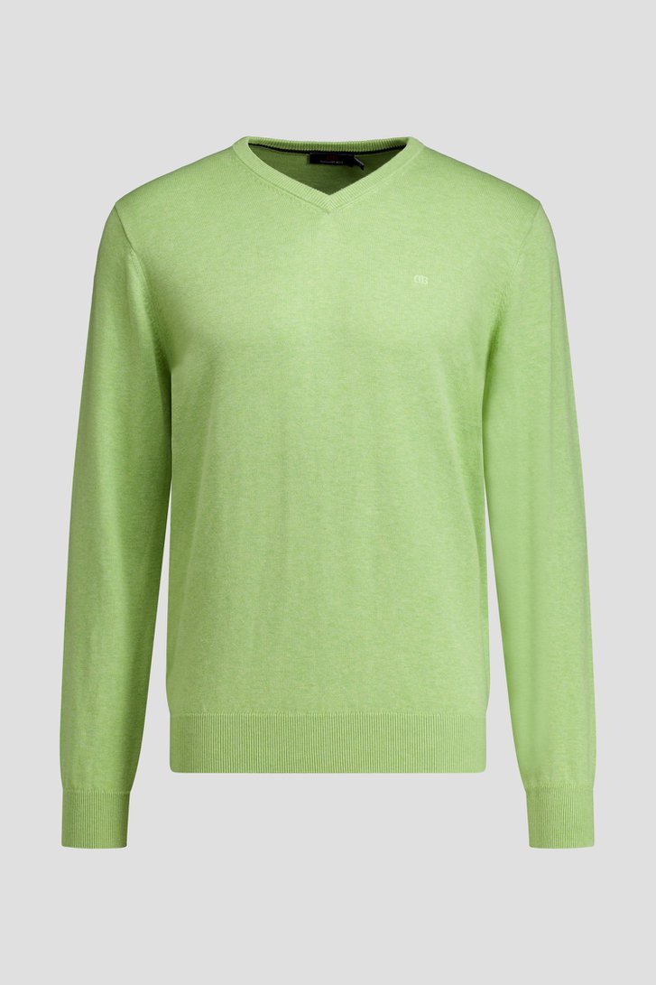 Productfoto 2 van Fijne lichtgroene trui met V-hals door Dansaert Blue voor Heren