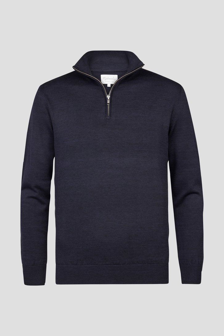Fijne navy trui met rits van Michaelis voor Heren