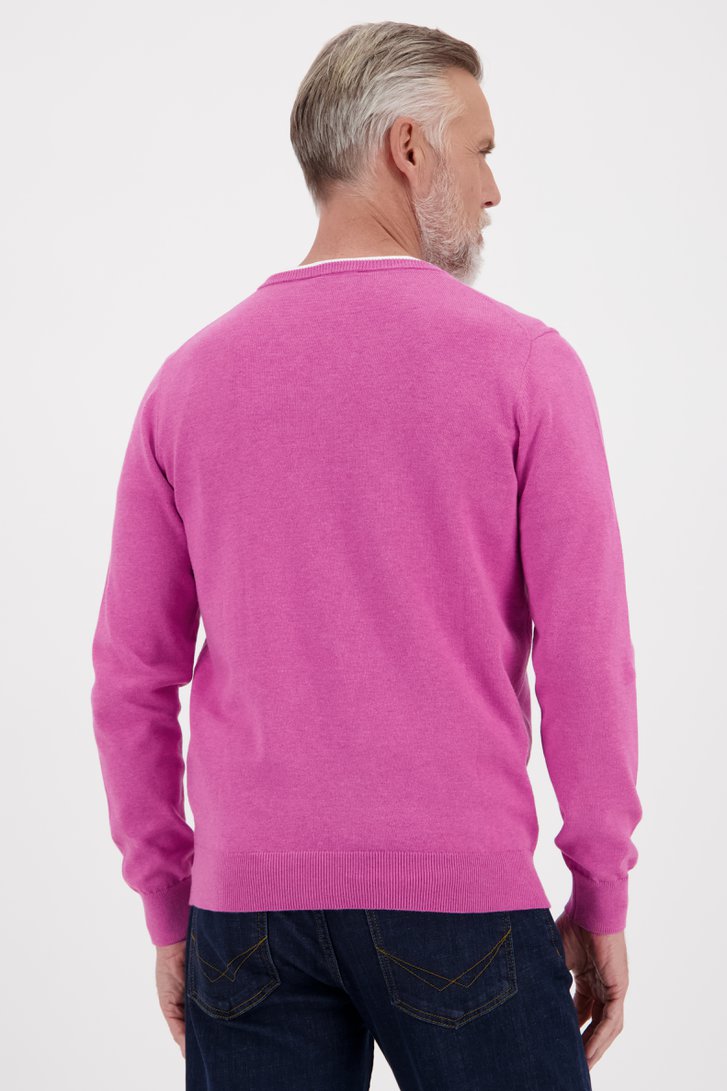 Fijne roze trui met V-hals van Dansaert Blue voor Heren