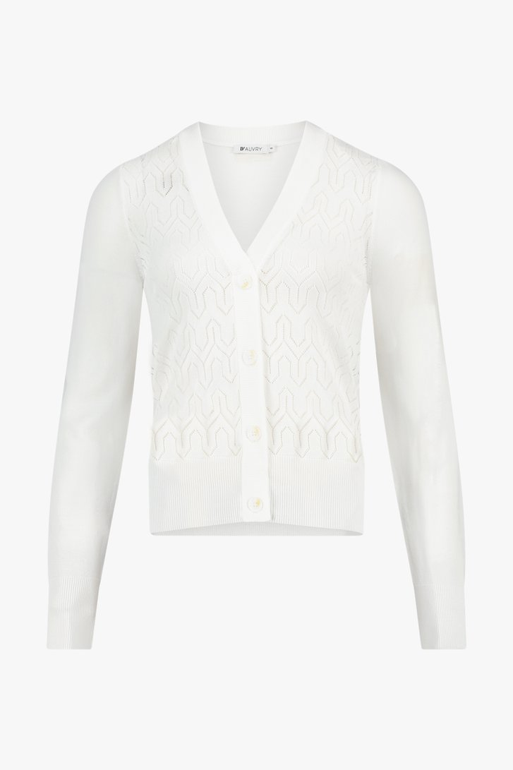 Fijne witte cardigan met ajour patroon van D'Auvry voor Dames