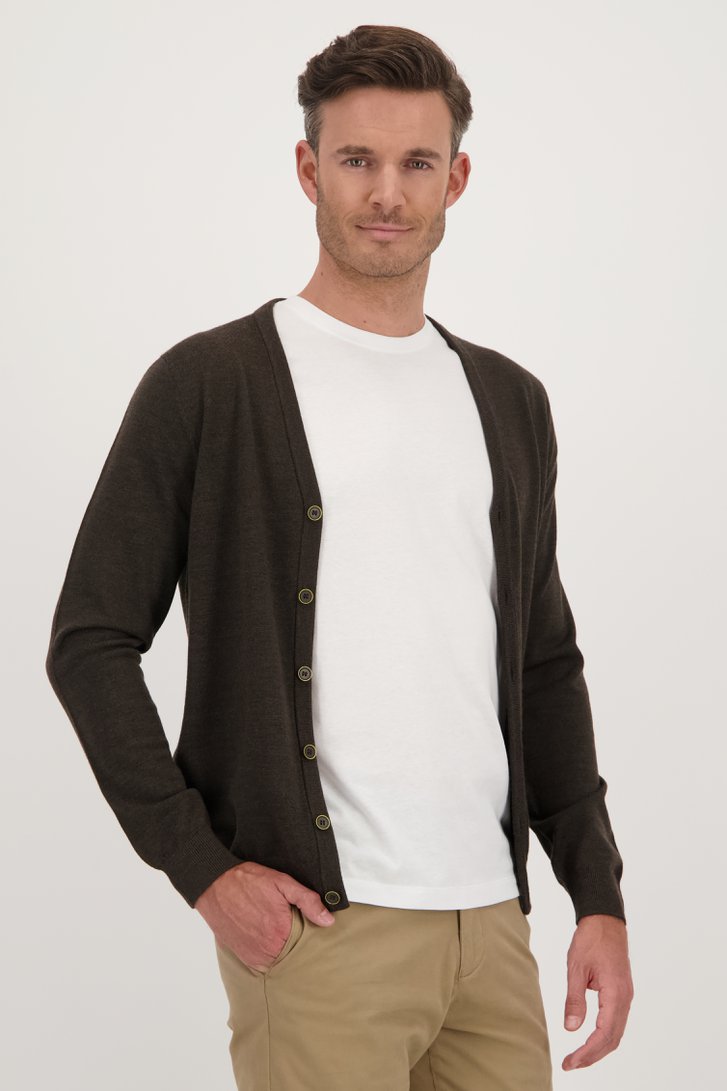 Fijne wollen cardigan - Bruin van Dansaert Black voor Heren