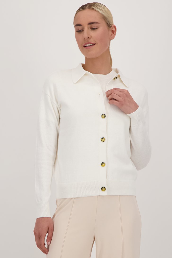 Voorkant van Fijngebreide ecru cardigan  door Liberty Island voor Dames