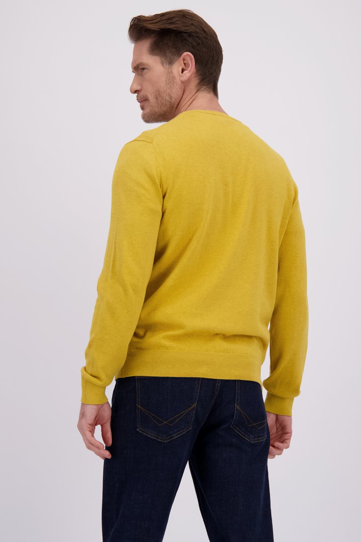 Le dos de Fin pull jaune à col en V  de Dansaert Blue pour Hommes