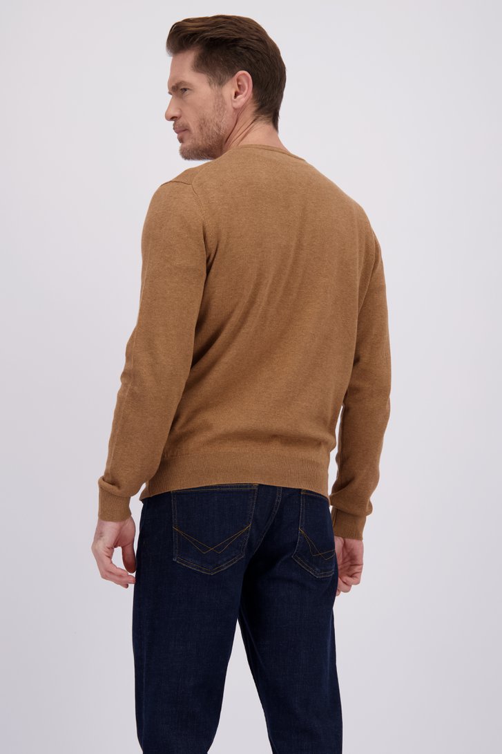 Le dos de Fin pull marron à col en V  de Dansaert Blue pour Hommes