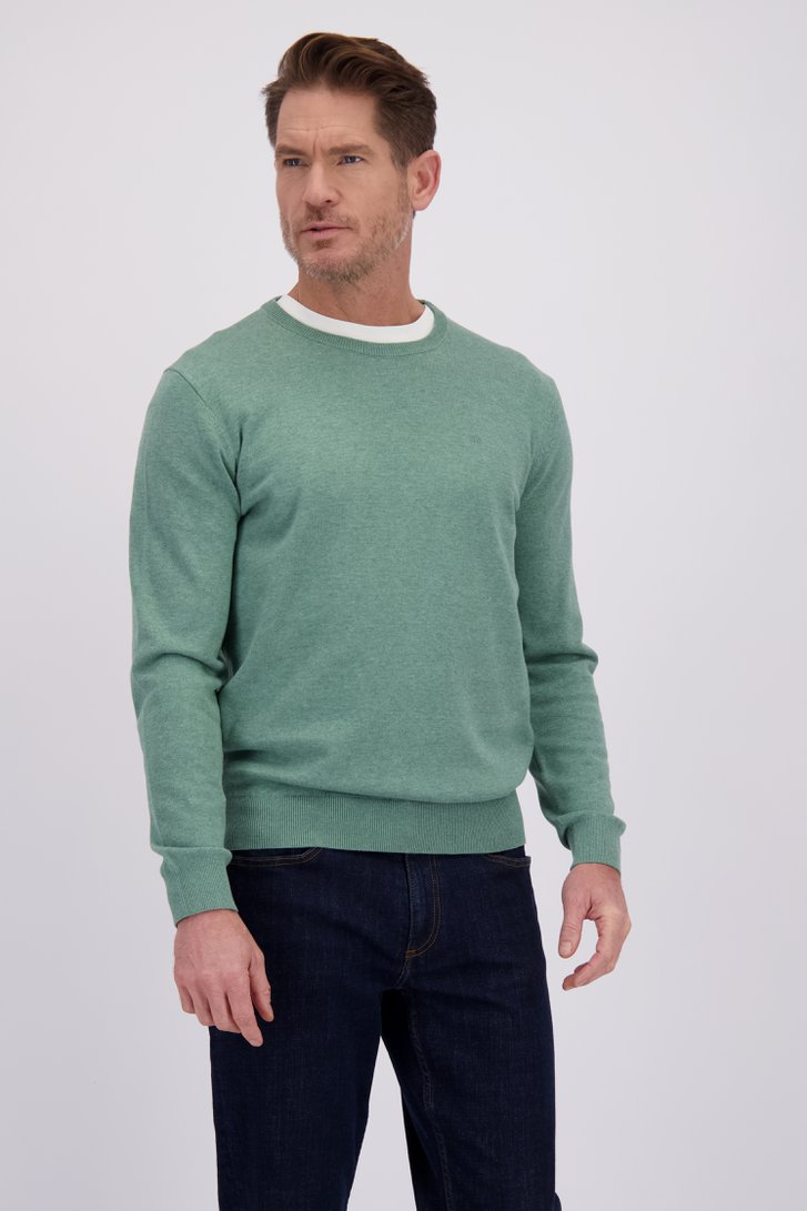 Le devant de Fin pull vert à col rond de Dansaert Blue pour Hommes