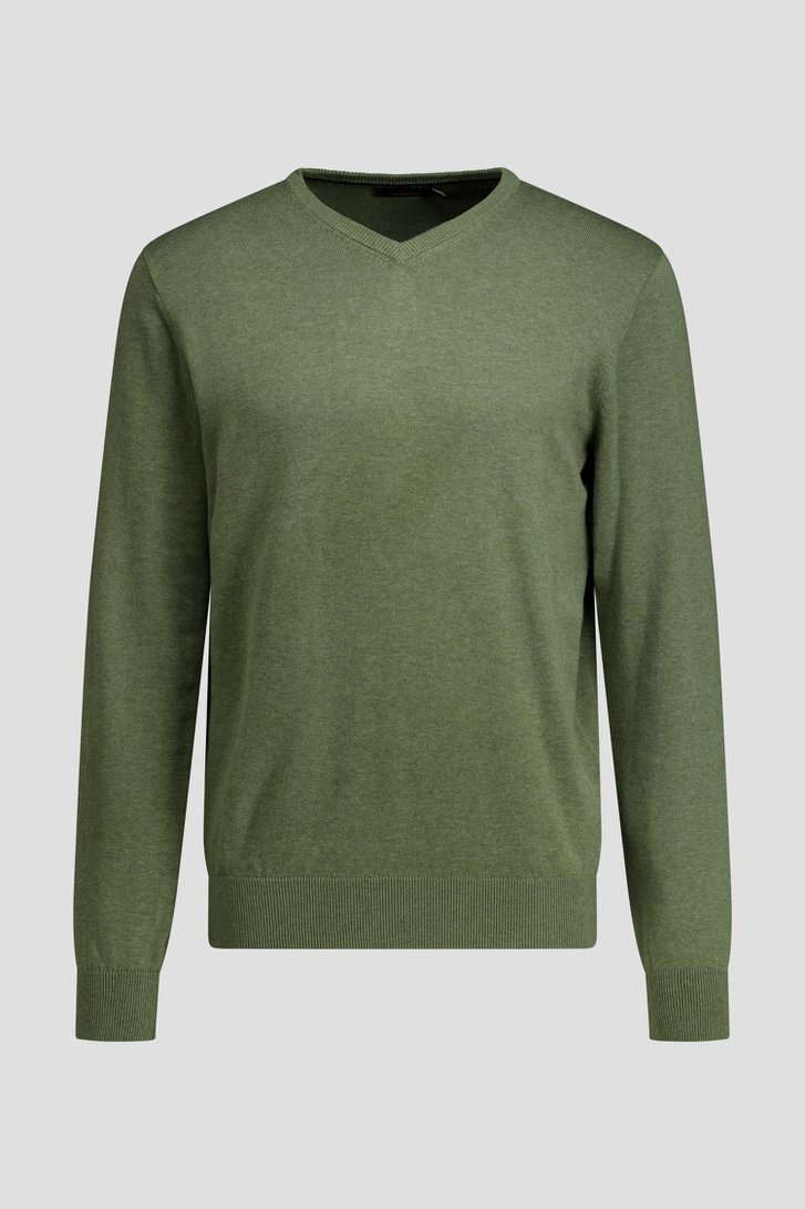 Photo produit 2 de Fin pull vert olive à col en V  de Dansaert Blue pour Hommes