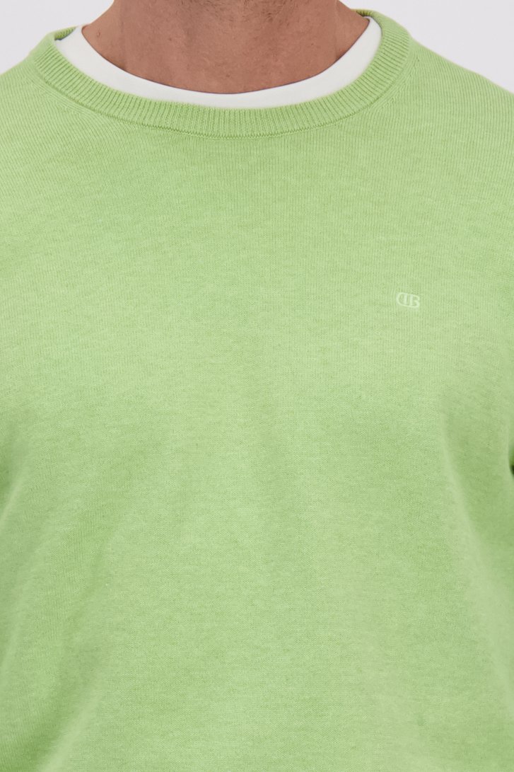 Détail de Fin pull vert vif à col rond de Dansaert Blue pour Hommes