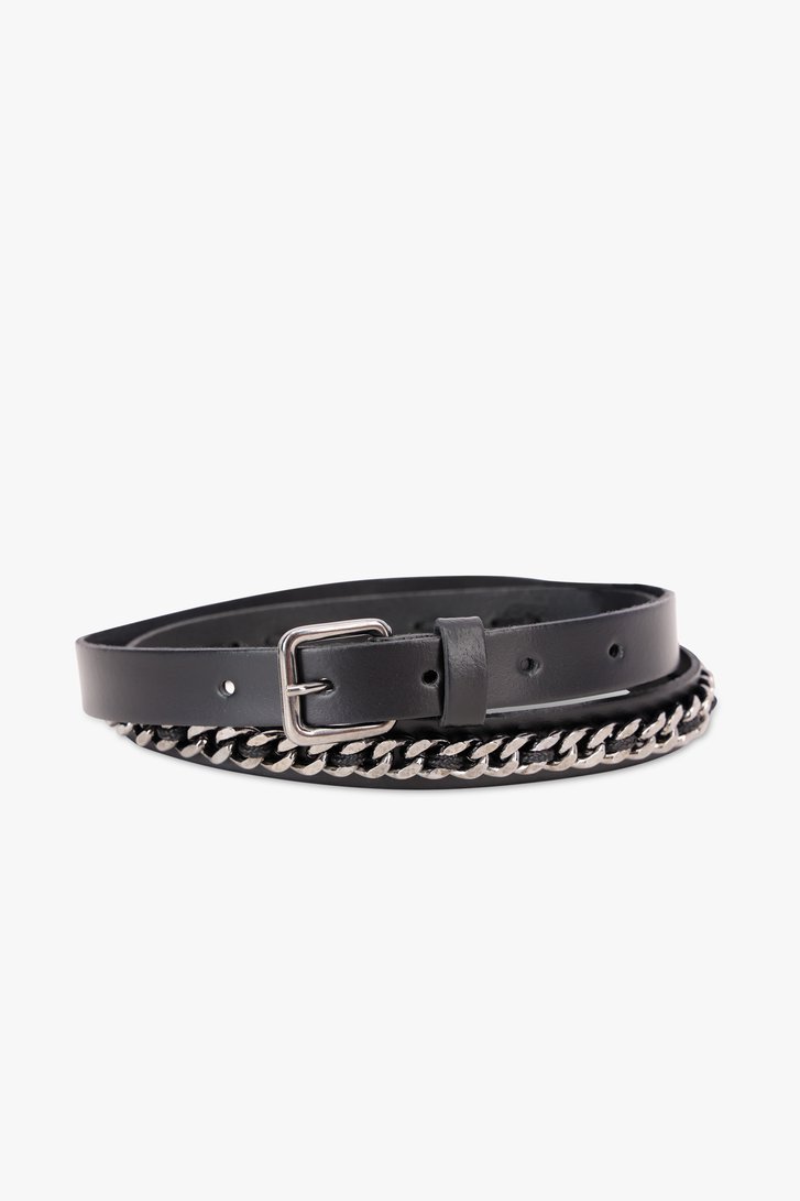 Fine ceinture noire avec maillons de Louise pour Femmes