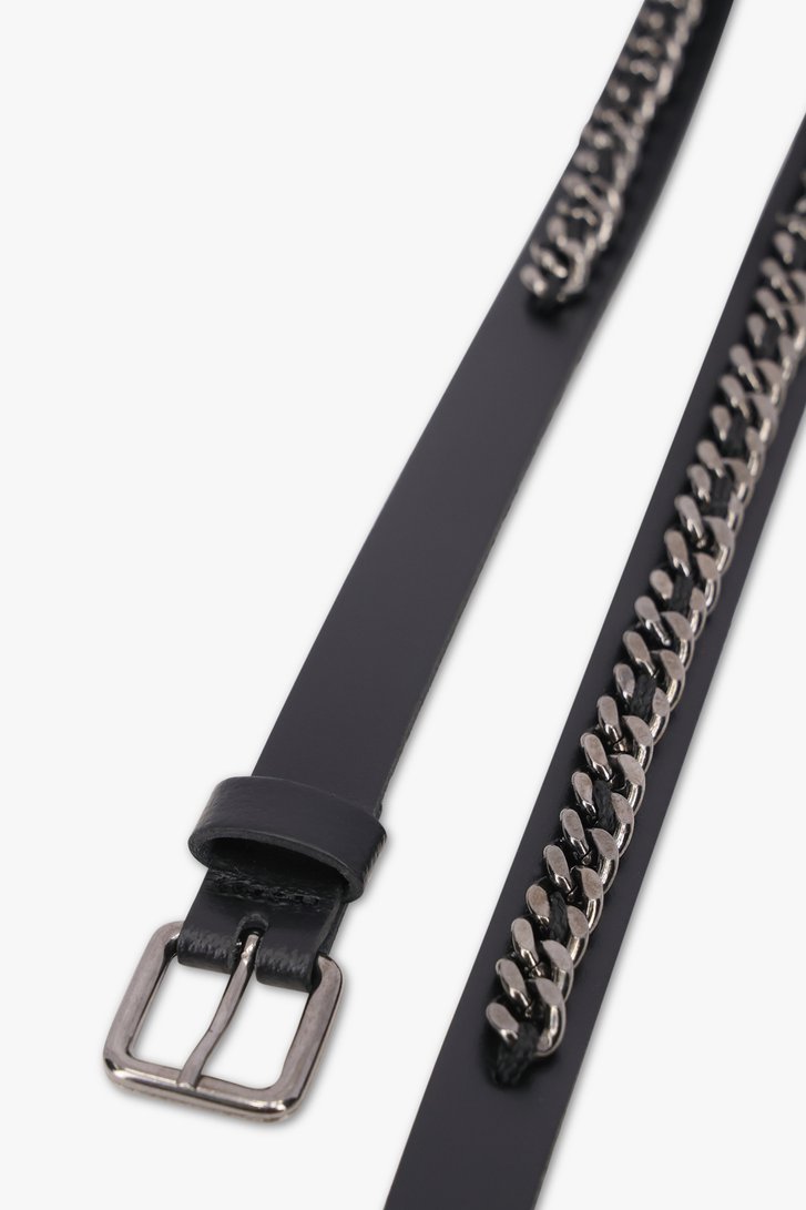 Fine ceinture noire avec maillons de Louise pour Femmes
