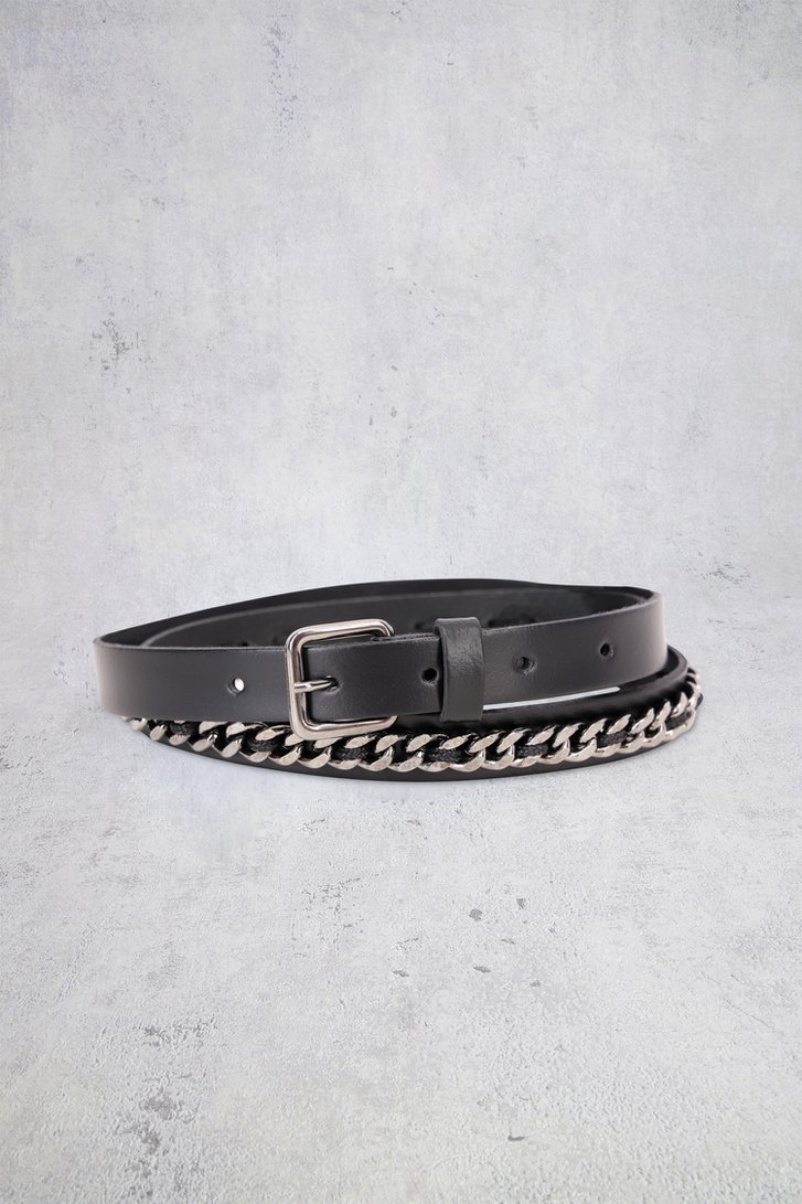 Le devant de Fine ceinture noire avec maillons de Louise pour Femmes