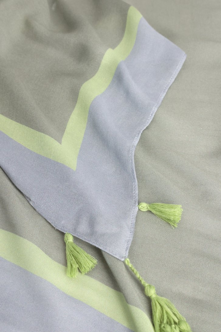 Photo produit 1 de Foulard bleu clair et vert à franges de Libelle pour Femmes