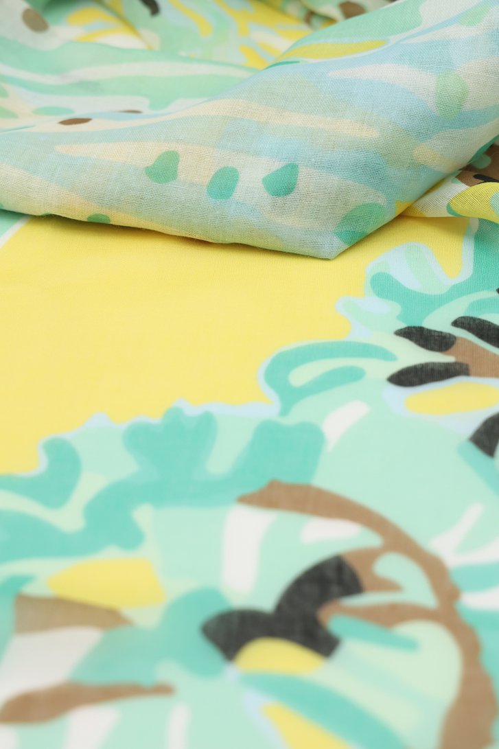 Foulard fin avec imprimé jaune et vert de Liberty Island pour Femmes