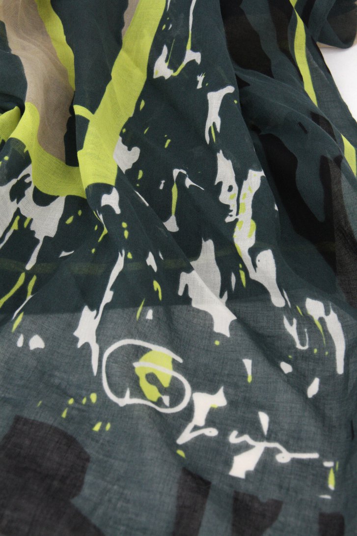 Foulard kaki imprimé en beige et jaune de Opus pour Femmes