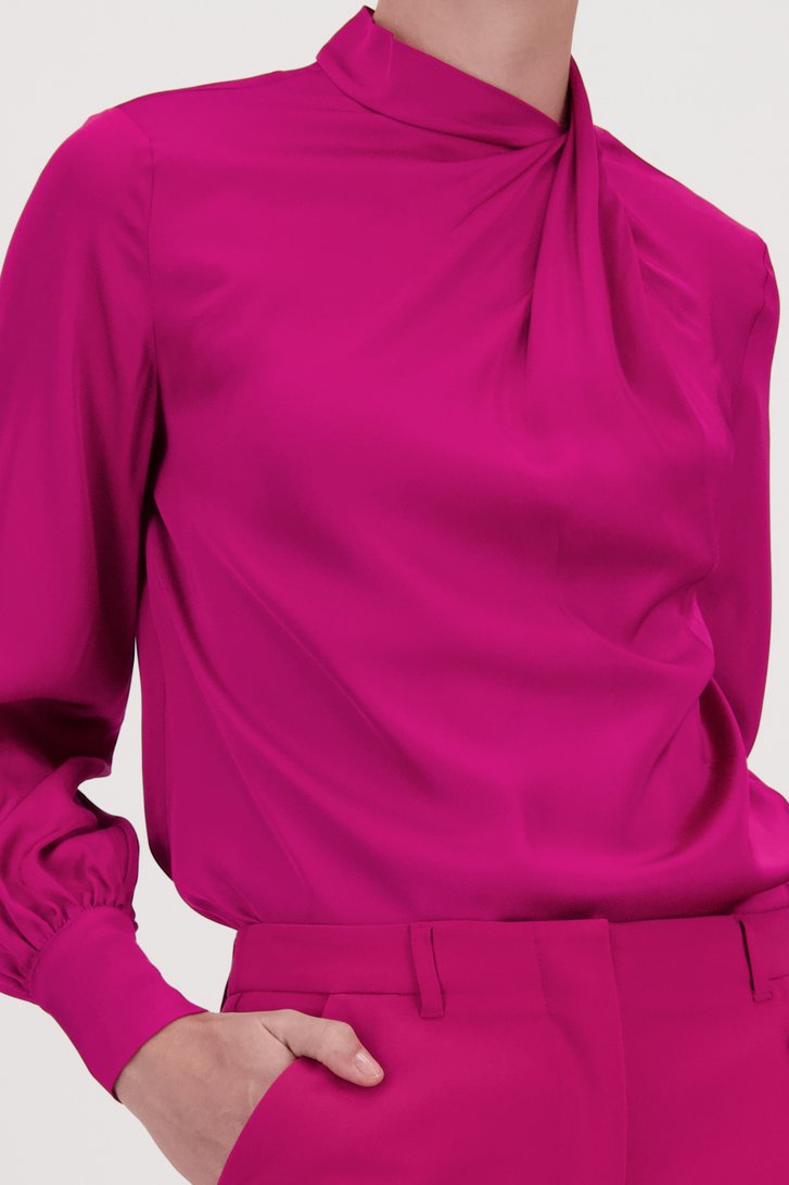 Fuchsia blouse met zijdelook van D'Auvry voor Dames