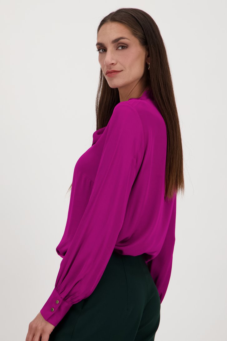 Fuchsia blouse met zijdelook van More & More voor Dames