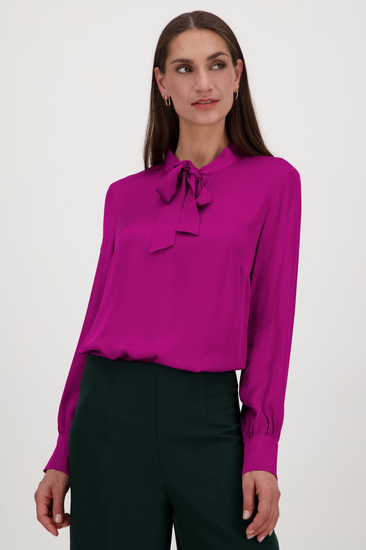 Fuchsia blouse met zijdelook van More & More voor Dames