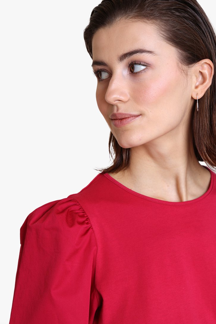 Fuchsia T-shirt met pofmouwen van Louise voor Dames
