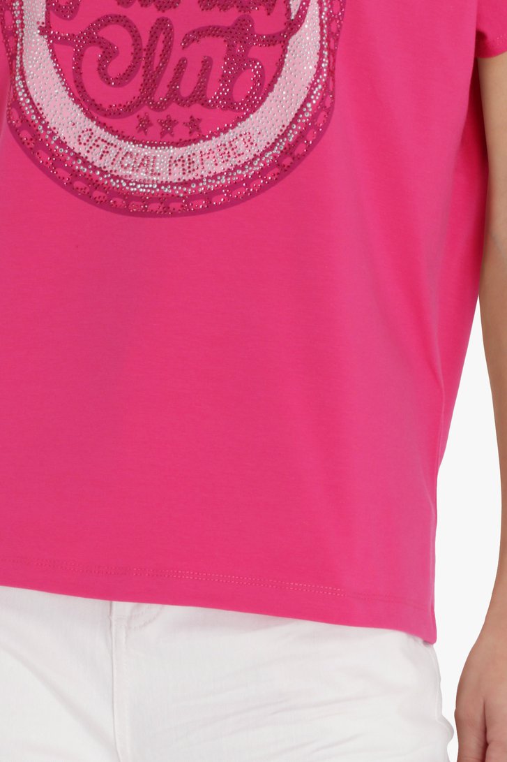 Fuchsia T-shirt met strass van Bicalla voor Dames