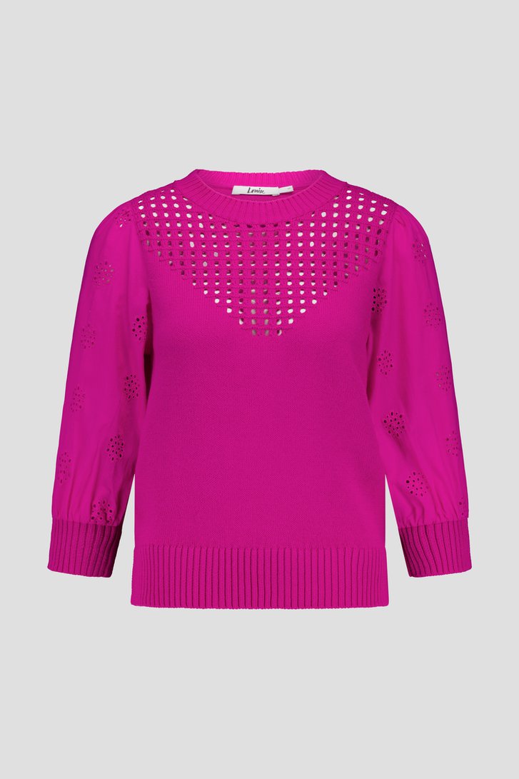 Productfoto 1 van Fuchsia trui met broderie anglaise door Louise voor Dames
